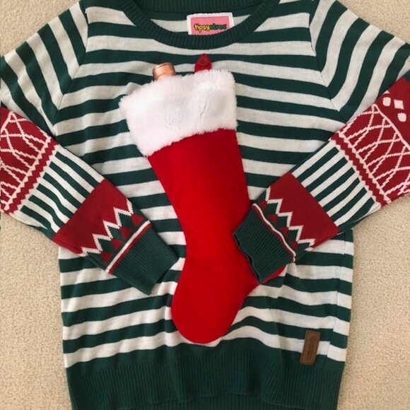 Tipsy Elves Women's Stocking Stuffer Wine UGLY CHRISTMAS SWEATER, Size Small - Picture 8 of 9